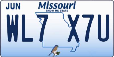 MO license plate WL7X7U