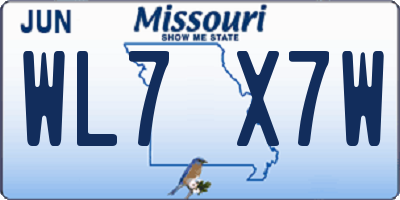 MO license plate WL7X7W