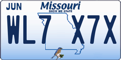 MO license plate WL7X7X