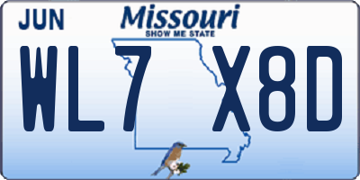 MO license plate WL7X8D