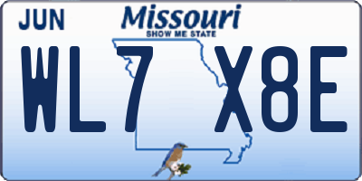 MO license plate WL7X8E