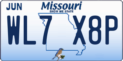 MO license plate WL7X8P