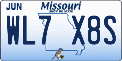 MO license plate WL7X8S