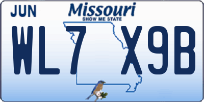 MO license plate WL7X9B