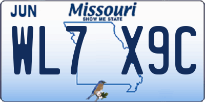 MO license plate WL7X9C