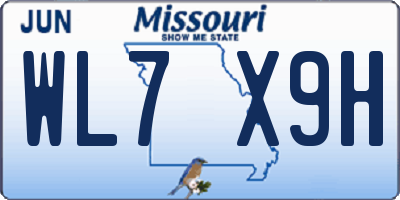 MO license plate WL7X9H