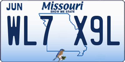 MO license plate WL7X9L
