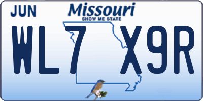 MO license plate WL7X9R