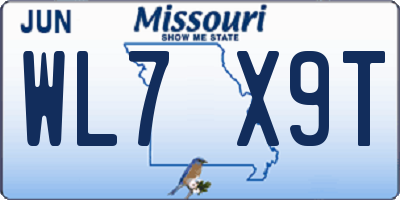 MO license plate WL7X9T