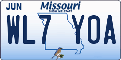 MO license plate WL7Y0A