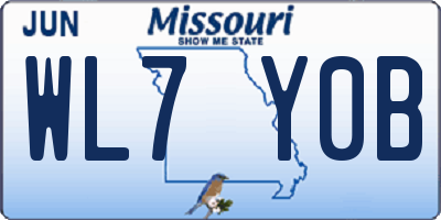 MO license plate WL7Y0B