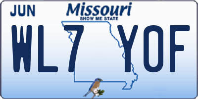 MO license plate WL7Y0F