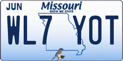 MO license plate WL7Y0T