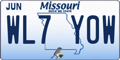 MO license plate WL7Y0W