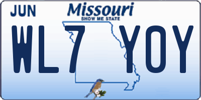 MO license plate WL7Y0Y