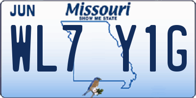 MO license plate WL7Y1G