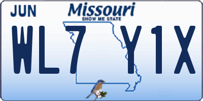 MO license plate WL7Y1X