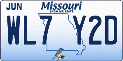 MO license plate WL7Y2D