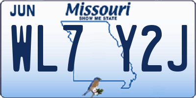 MO license plate WL7Y2J