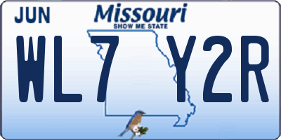 MO license plate WL7Y2R