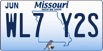 MO license plate WL7Y2S