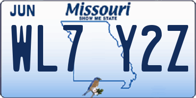 MO license plate WL7Y2Z