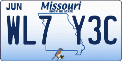 MO license plate WL7Y3C