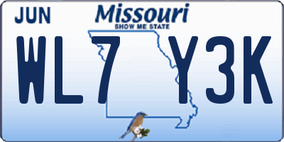 MO license plate WL7Y3K