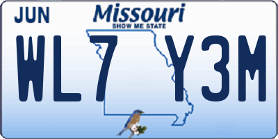 MO license plate WL7Y3M