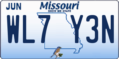 MO license plate WL7Y3N