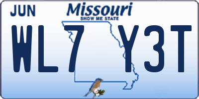 MO license plate WL7Y3T