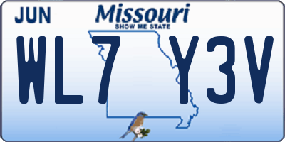 MO license plate WL7Y3V