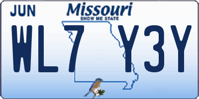 MO license plate WL7Y3Y