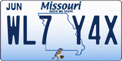MO license plate WL7Y4X