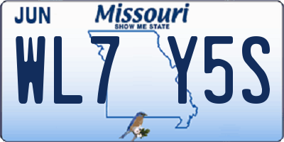 MO license plate WL7Y5S