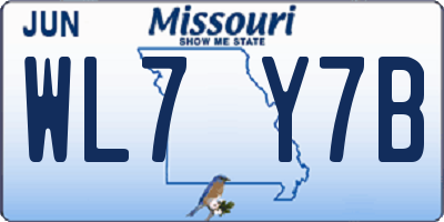 MO license plate WL7Y7B