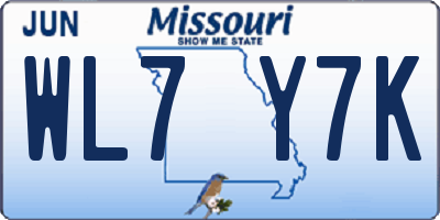 MO license plate WL7Y7K