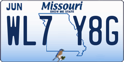 MO license plate WL7Y8G