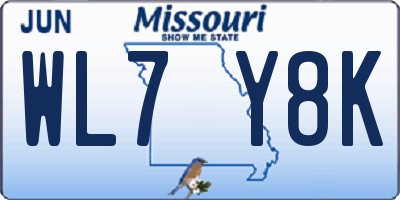 MO license plate WL7Y8K