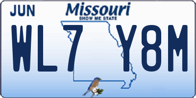 MO license plate WL7Y8M