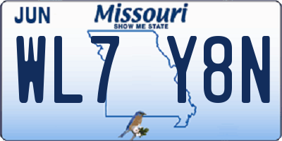 MO license plate WL7Y8N
