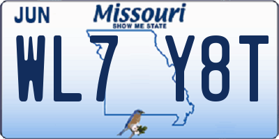 MO license plate WL7Y8T