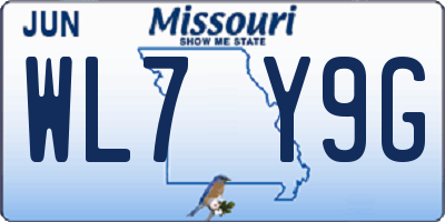 MO license plate WL7Y9G