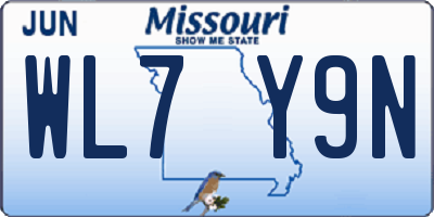 MO license plate WL7Y9N
