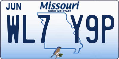 MO license plate WL7Y9P