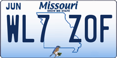 MO license plate WL7Z0F