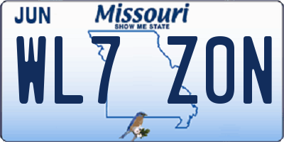 MO license plate WL7Z0N