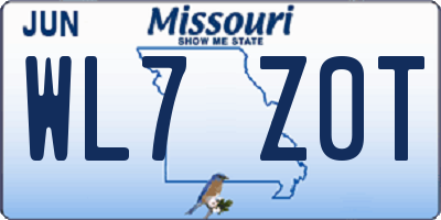 MO license plate WL7Z0T