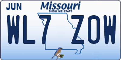 MO license plate WL7Z0W