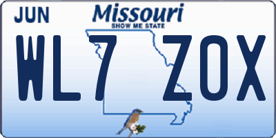 MO license plate WL7Z0X